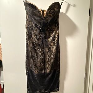 bebe Strapless Black Lace Dress